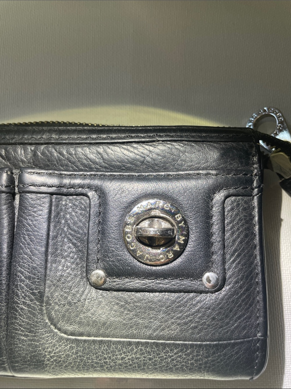 Marc Jacobs Black Leather Zip Wallet with Turn-Lock Accents - Flaws Present - Picture 6 of 12